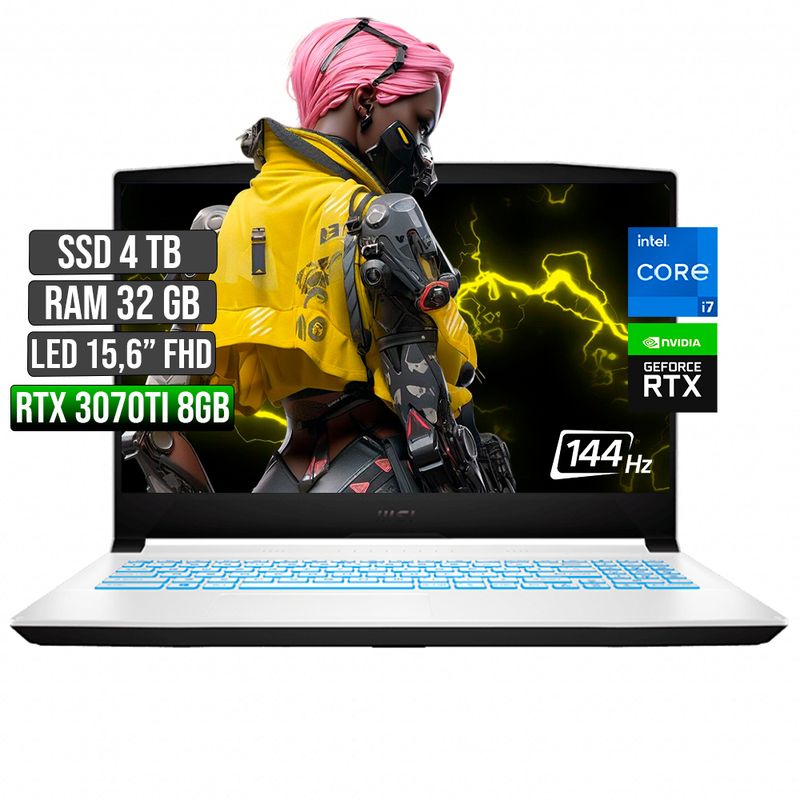 MSI - MSI SWORD INTEL CORE I7-12700H RTX 3070TI 8GB SSD 4TB RAM 32GB LED 15,6 FULL HD 144Hz
