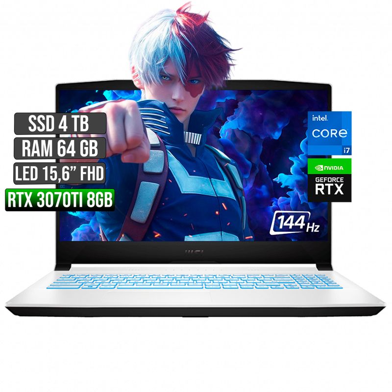 MSI - MSI SWORD INTEL CORE I7-12700H RTX 3070TI 8GB SSD 4TB RAM 64GB LED 15,6 FULL HD 144Hz