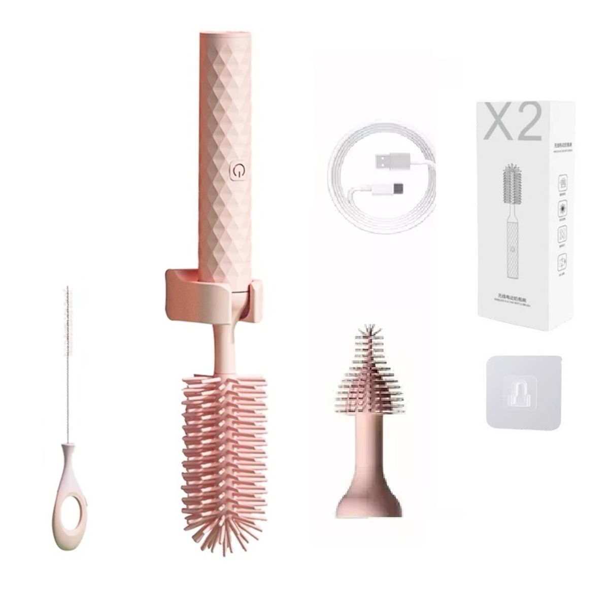 GENERICO - Juego de Cepillo Eléctrico para Lavar Teteros x 2