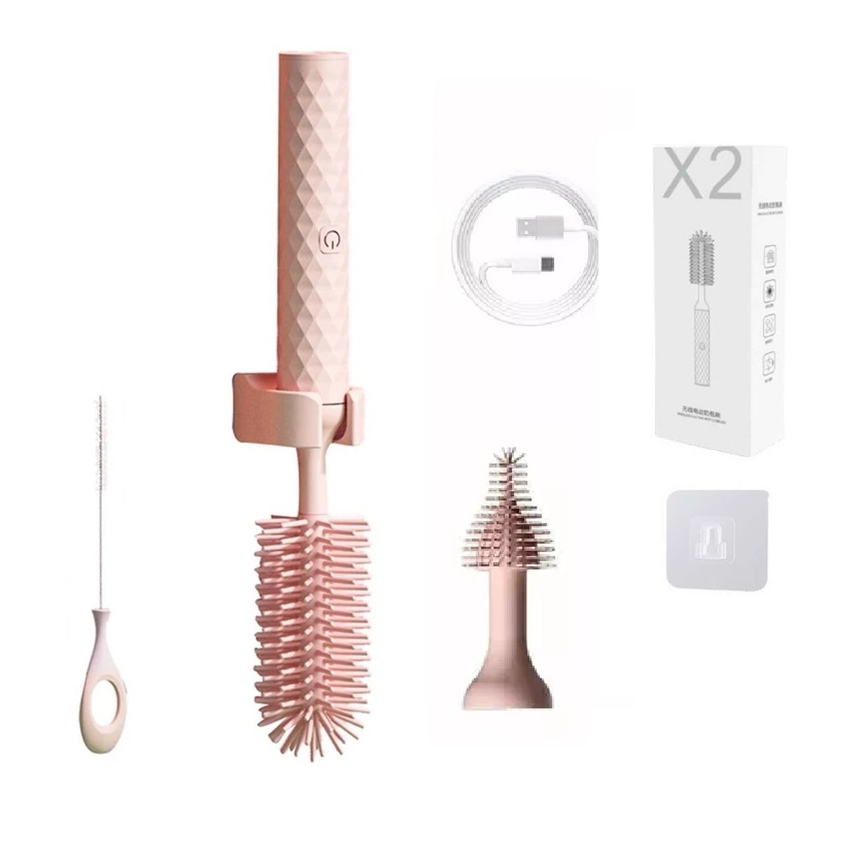 GENERICO - Juego de Cepillo Eléctrico para Lavar Teteros x 2