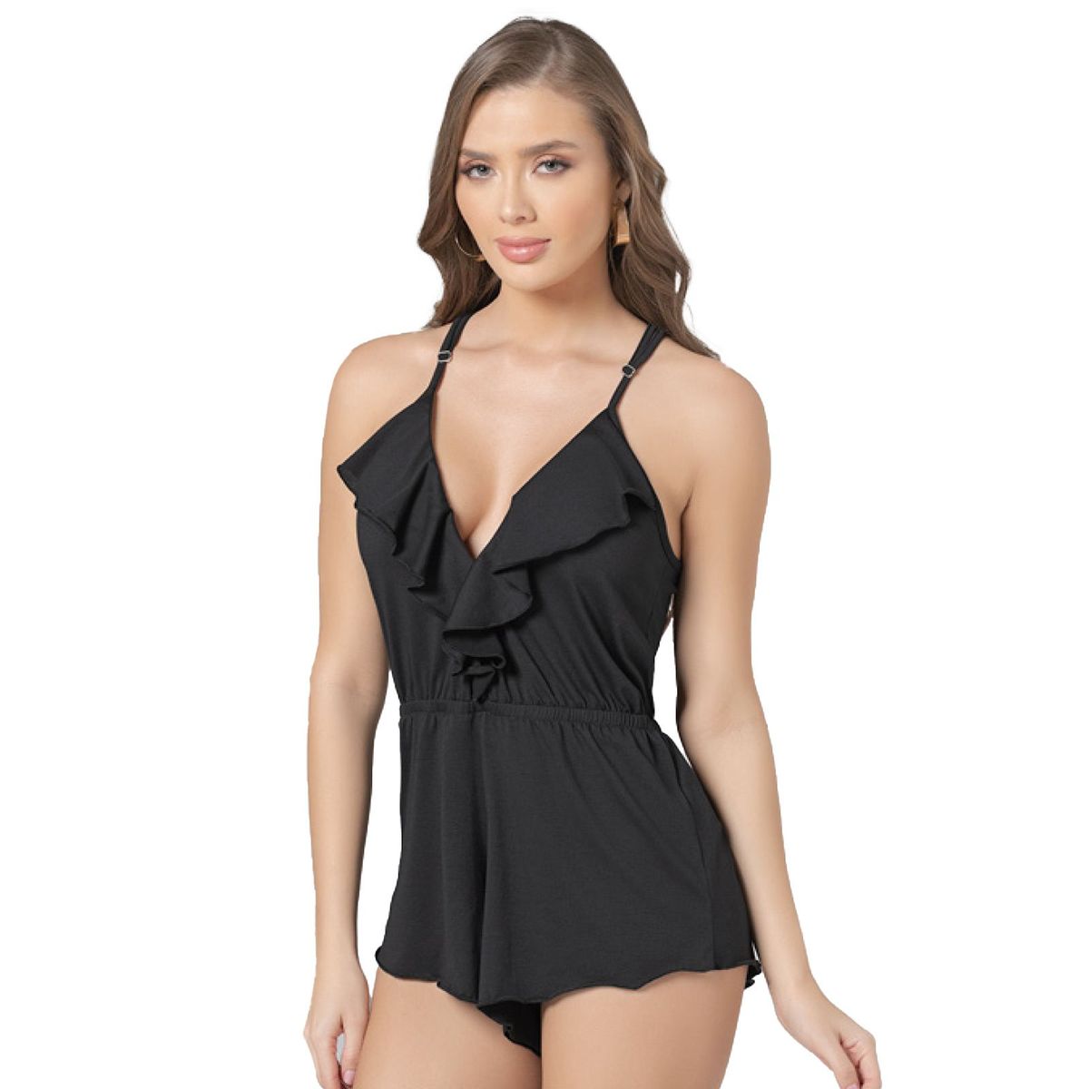 FORMAS INTIMAS - Enterizo Corto Mujer Negro Fi 5556