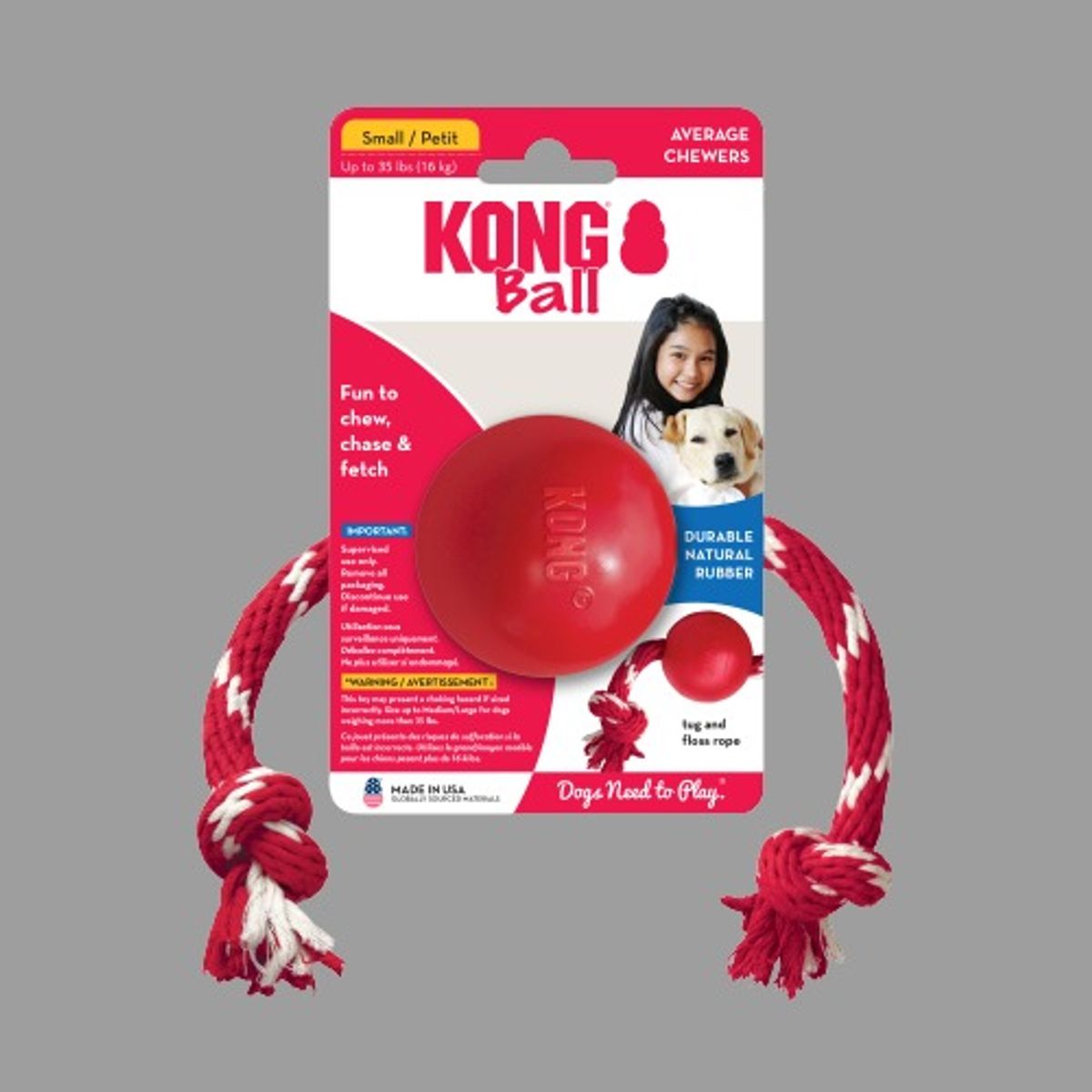 KONG COMPANY - KONG Classic Pelota con Lazo talla S