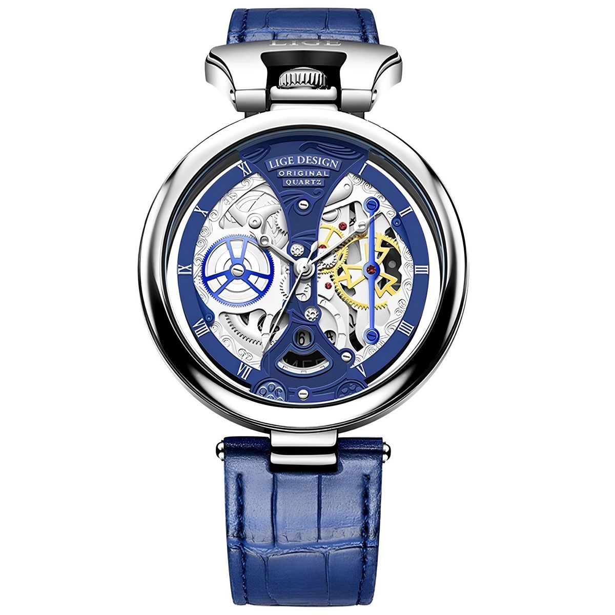 LIGE - Reloj Lige de Caballero Análogo Original en cuero Resistente agua