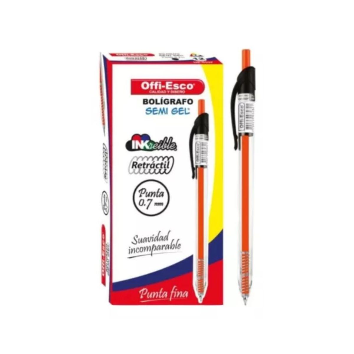OFFI ESCO - Caja X12 Boligrafos Semi Gel 07 Oe-052f Rt Negro Offi-esco