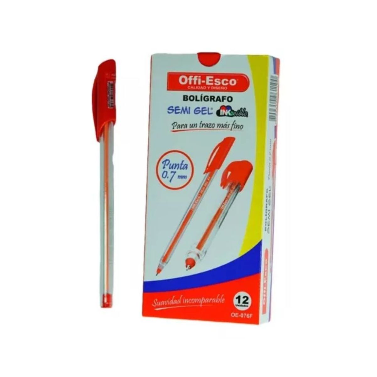 OFFI ESCO - Caja Boligrafos Semi Gel Offi-esco 07 Rojo Caja X12 Unds
