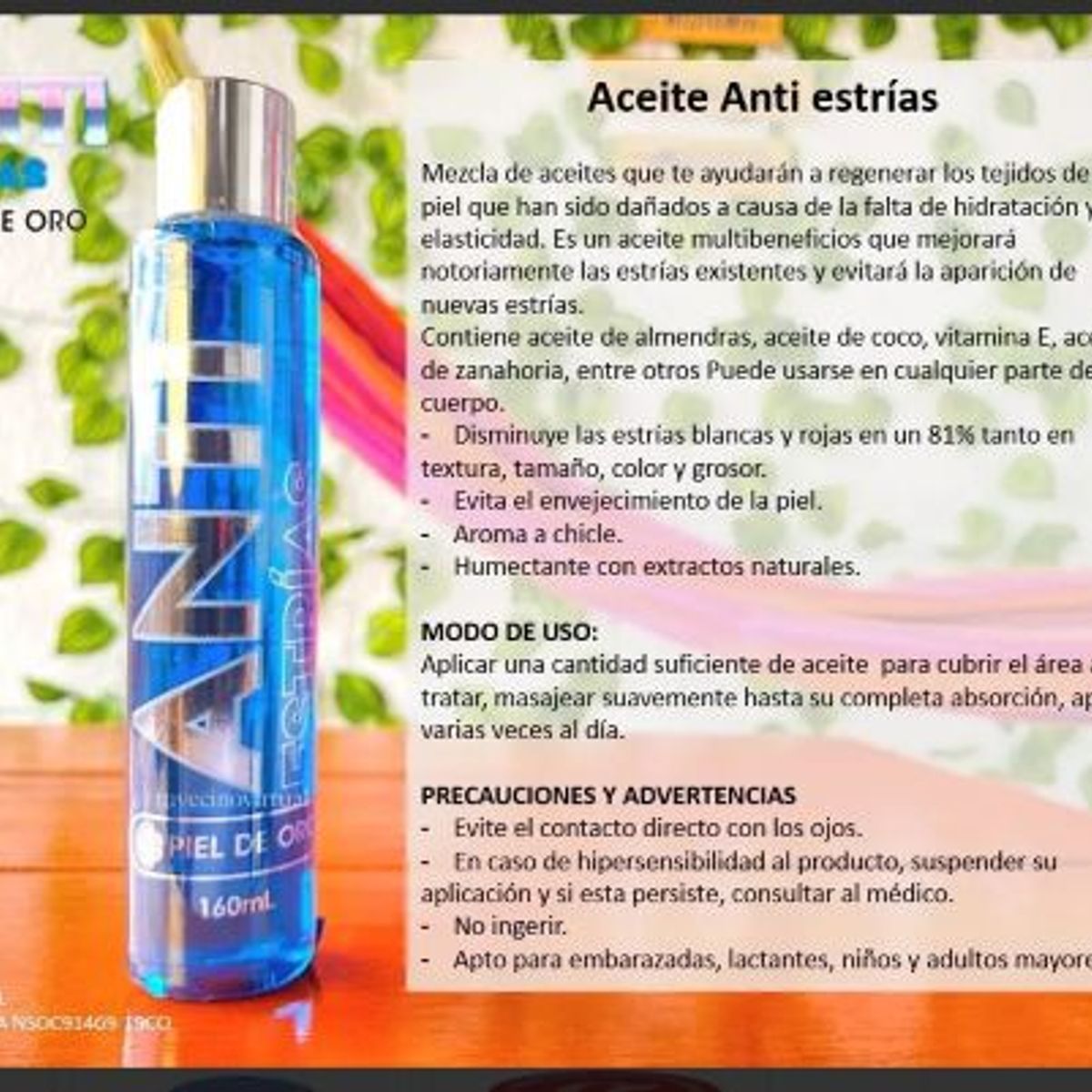 PIEL DE ORO - Antiestrias X2  piel de oro 160 mL