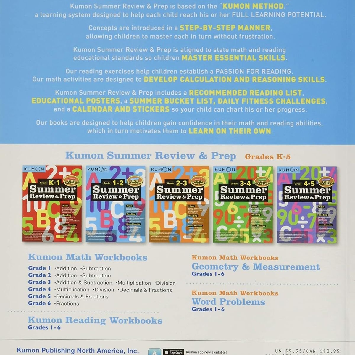 JUGANDO Y EDUCANDO - Libro Kumon Summer Review & Prep Grado 1-2 Niños