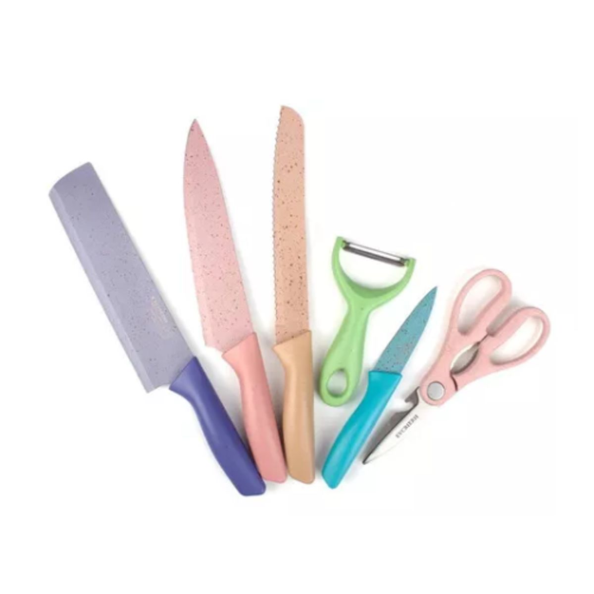 AFM - Set Cuchillos 6 Pzs Acero Inoxidable Mármol Mango Ergonómico