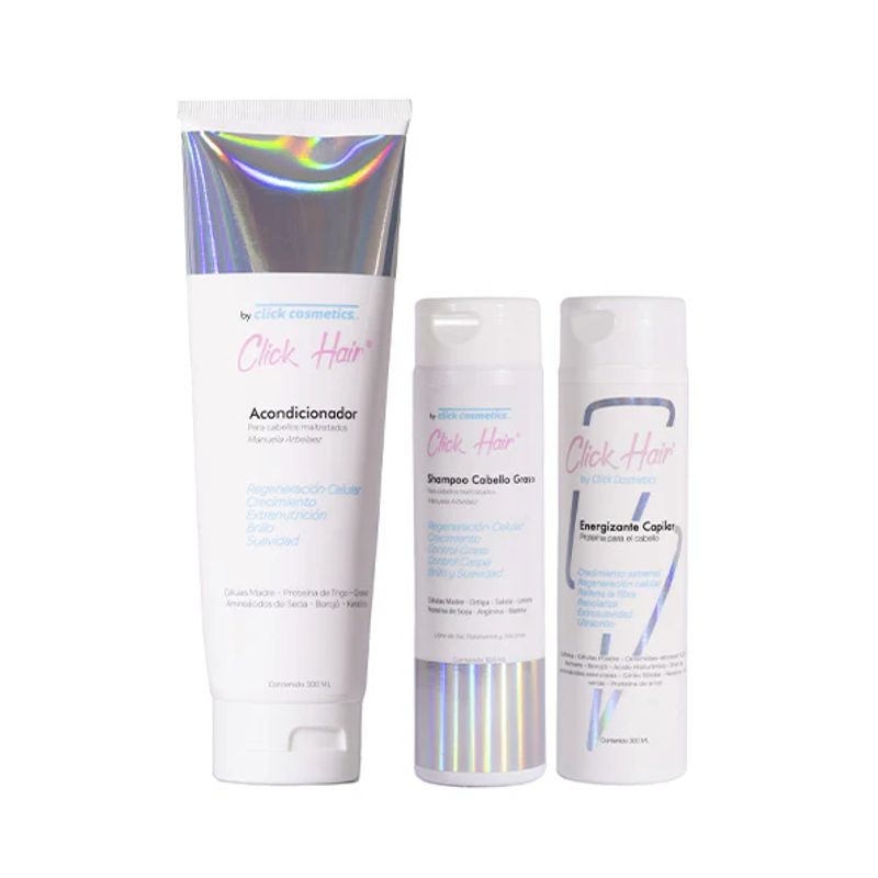 GENERICO - Kit De Reconstrucción Para Cabello Graso CLICK  COSMETICS