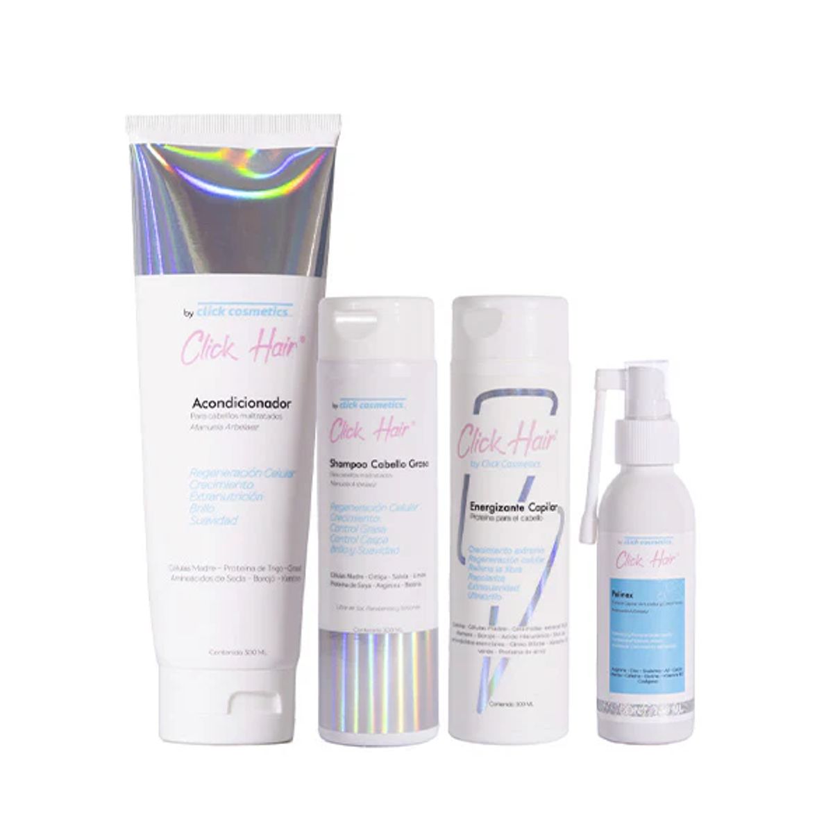 GENERICO - Kit Anticaída 100% Natural Para Cabello Graso CLICK COSMETICS