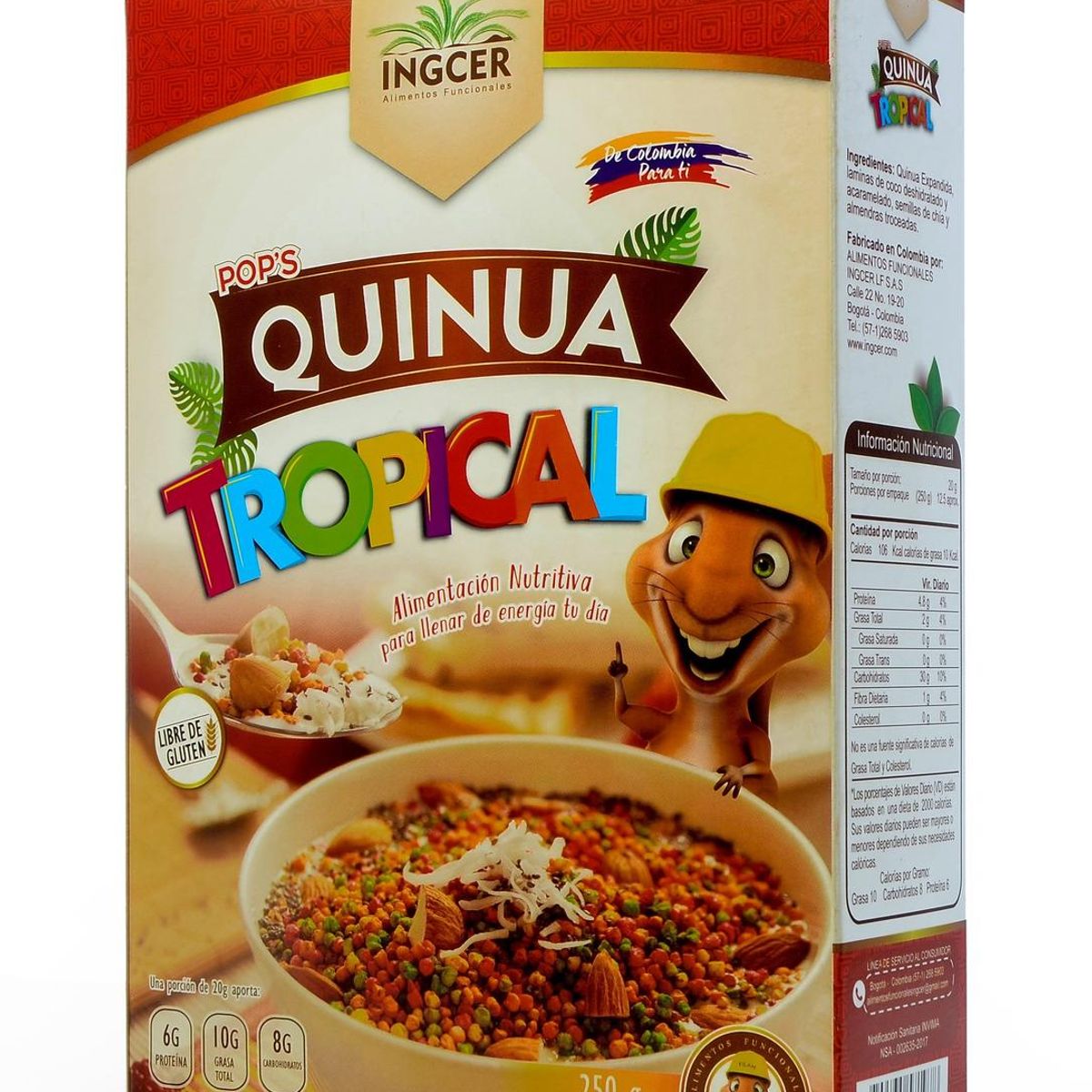 INGCER - Cereales Naturales Pop’s Quinua Tropical x 250 Grs  Ingcer