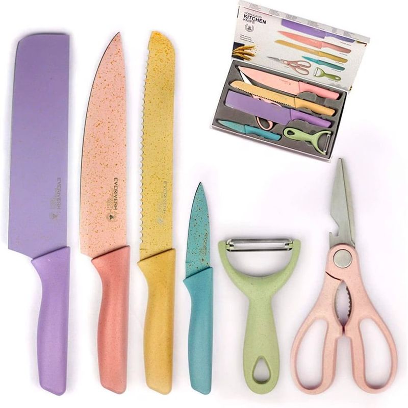 GENERICO - Set De Cuchillos De Cocina Multicolor Acero Inoxidable 6 Und