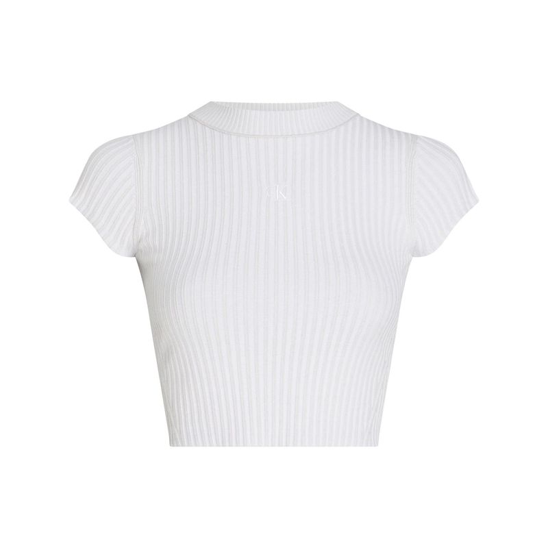 CALVIN KLEIN - Camiseta Beige Cropped Manga Corta Para Mujer Calvin Klein