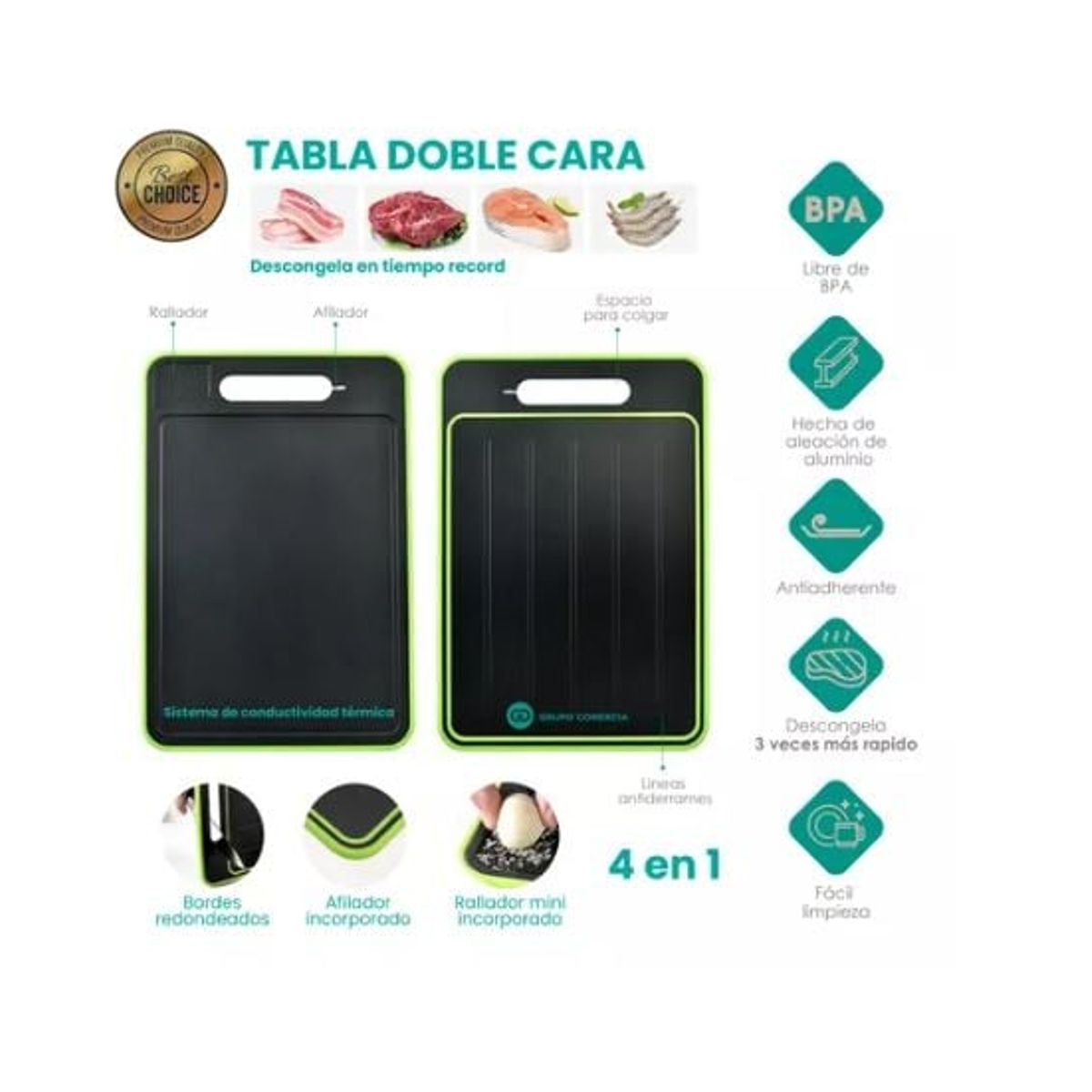 SHENGKE - Tabla Para Picar Alimentos Y Descongelar Rápido Practica