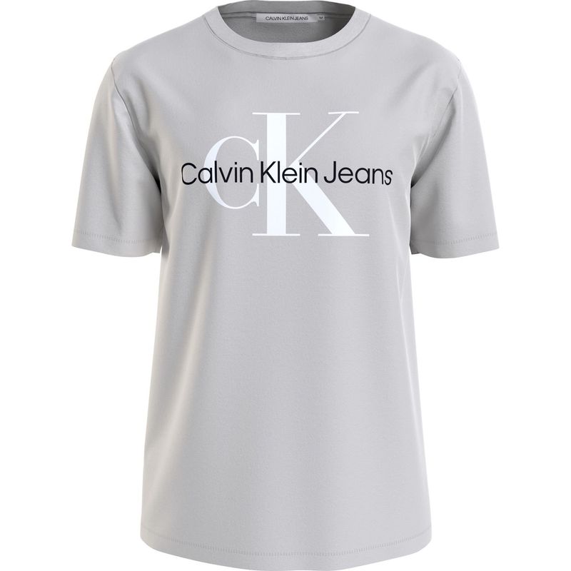 CALVIN KLEIN - Camiseta gris slim con monograma Calvin Klein
