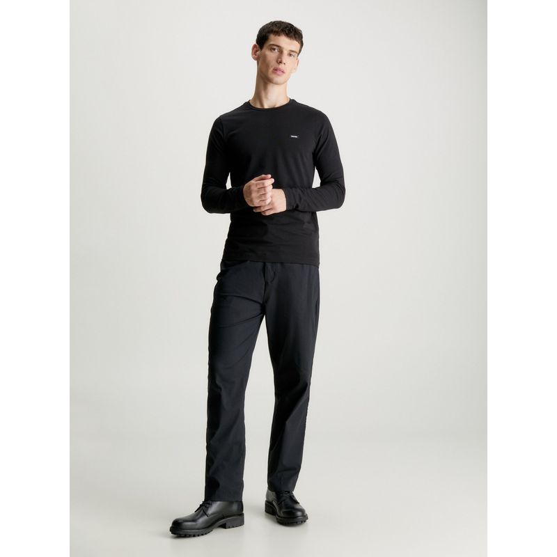 CALVIN KLEIN - Camiseta negra slim manga larga Calvin Klein