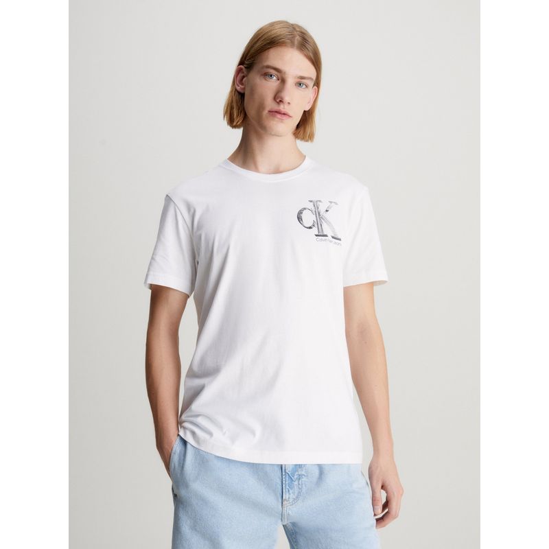 CALVIN KLEIN - Camiseta blanca con monograma meta Calvin Klein