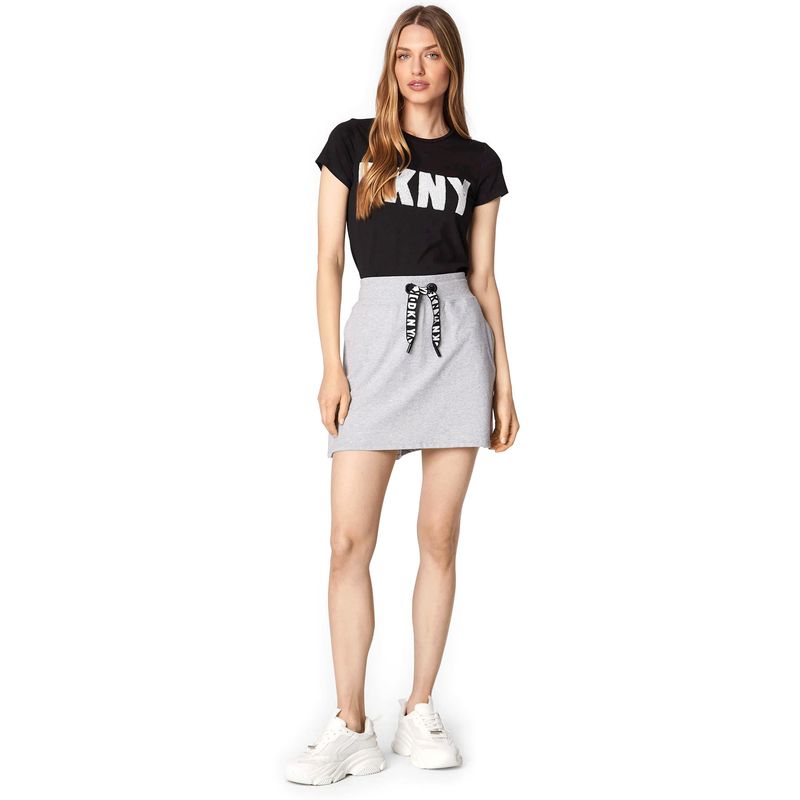 DKNY - Faldas Dkny Para Mujer Plg Gris Casual Con Algodón Comodo