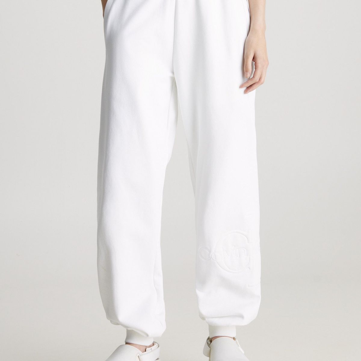 CALVIN KLEIN - Pantalón blanco blanco blanco de chándal holgado con monograma Calvin Klein