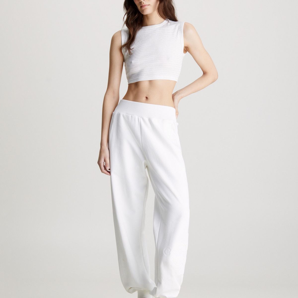 CALVIN KLEIN - Pantalón blanco blanco blanco de chándal holgado con monograma Calvin Klein