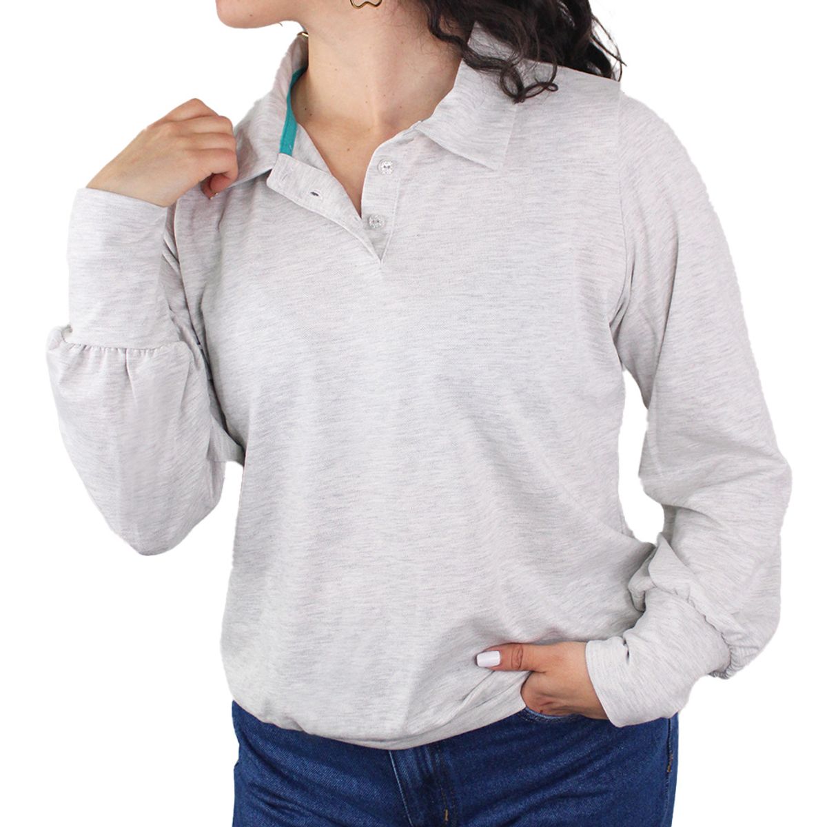 LEC LEE - Camiseta polo manga larga para mujer Lec Lee