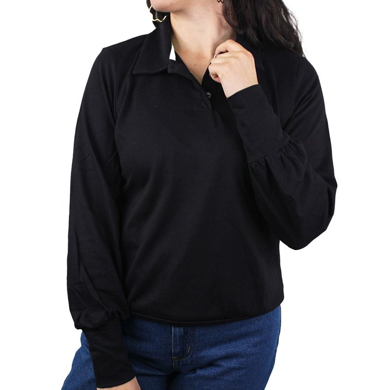 LEC LEE - Camiseta polo manga larga para mujer Lec Lee