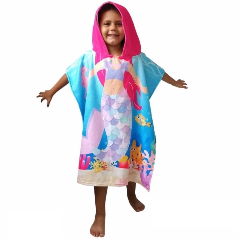 GENERICO - Toalla Tipo Ruana En Microfibra Paradise Para Niñas - Sirena