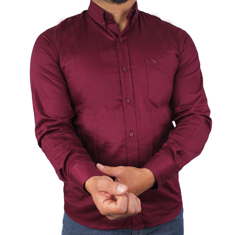 LEC LEE - Camisa para hombre Lec Lee- Vinotinto.-