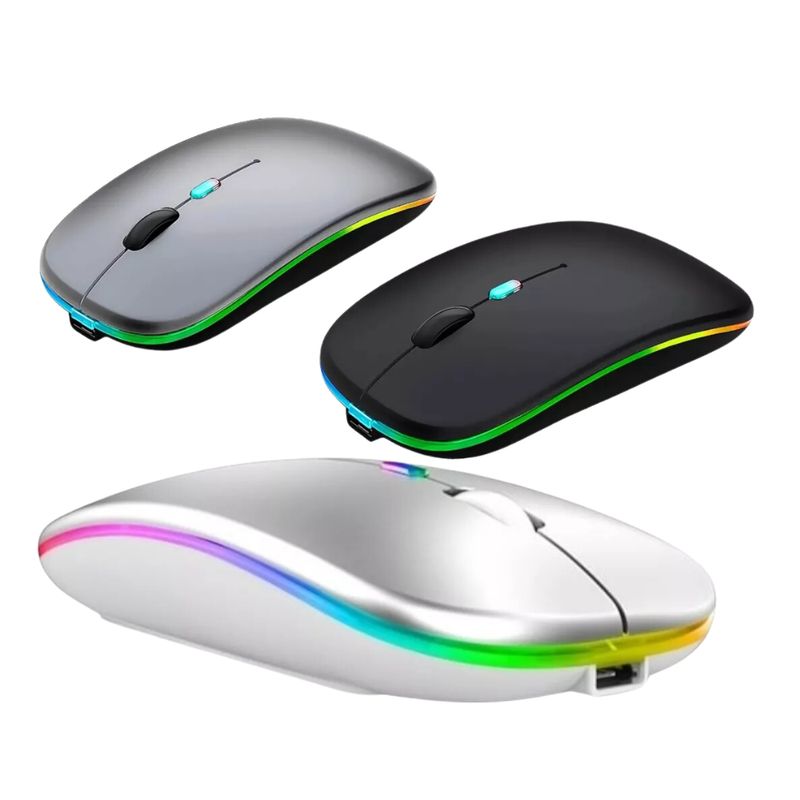 GENERICO - Mouse Raton Inalambrico Rgb Bluetooth Recargable Receptr Usb