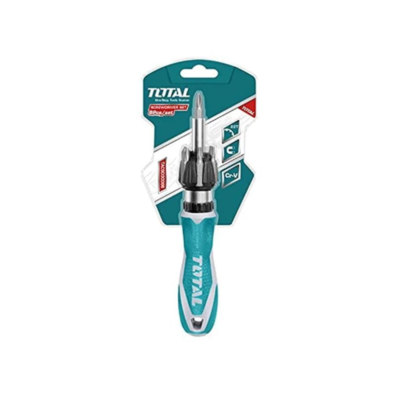 TOTAL TOOLS - Destornillador De Ratchet X8 Puntas Total Tools Tacsd30086
