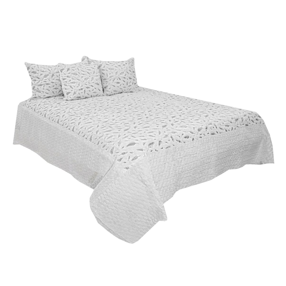 HOMETEX - TENDIDO PLUMAS  KING  BLANCO PLATEADO