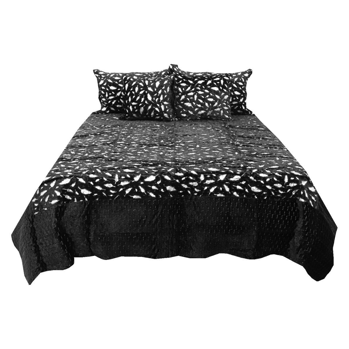 HOMETEX - TENDIDO PLUMAS FULLQUEEN NEGRO PLATEADO