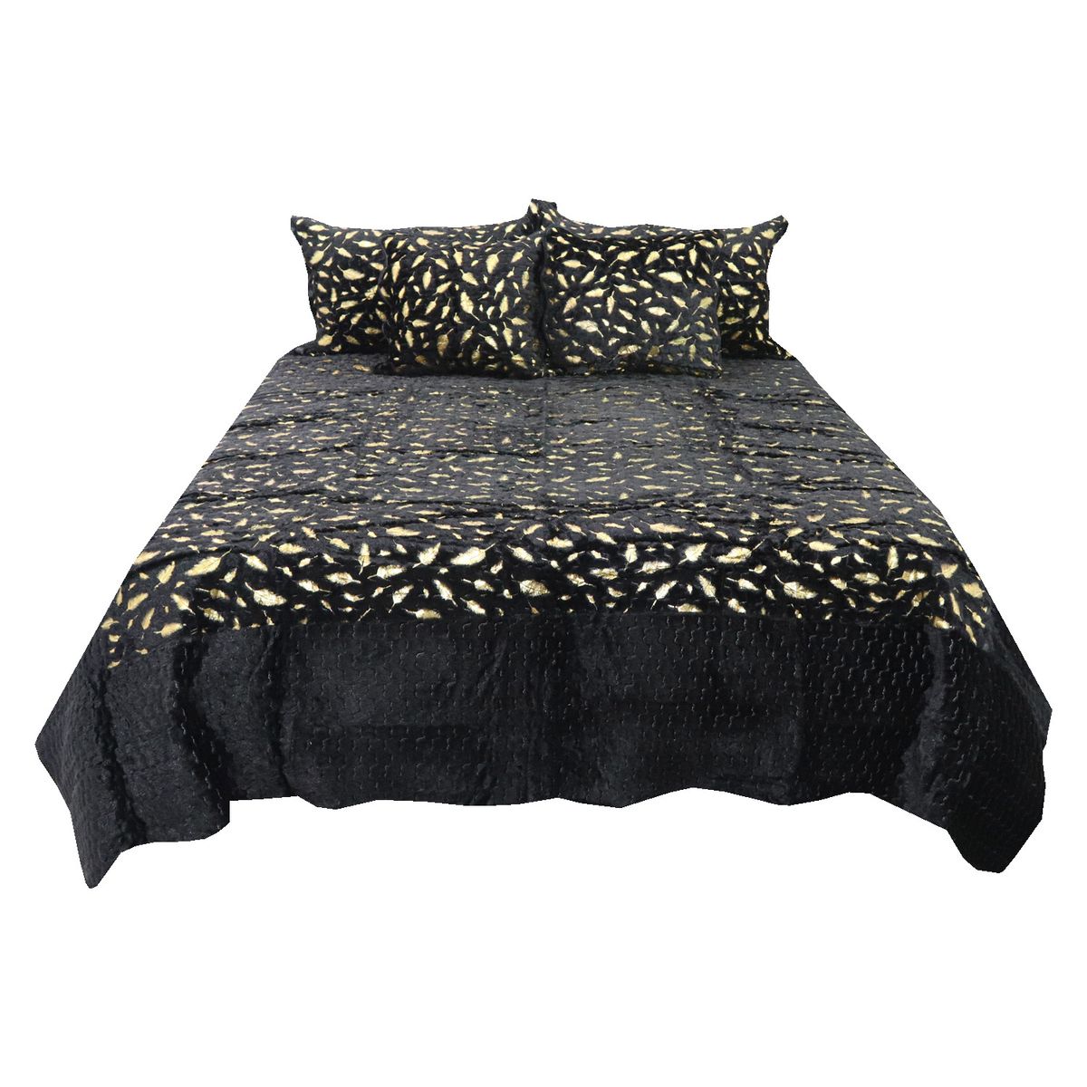 HOMETEX - TENDIDO PLUMAS KING NEGRO DORADO