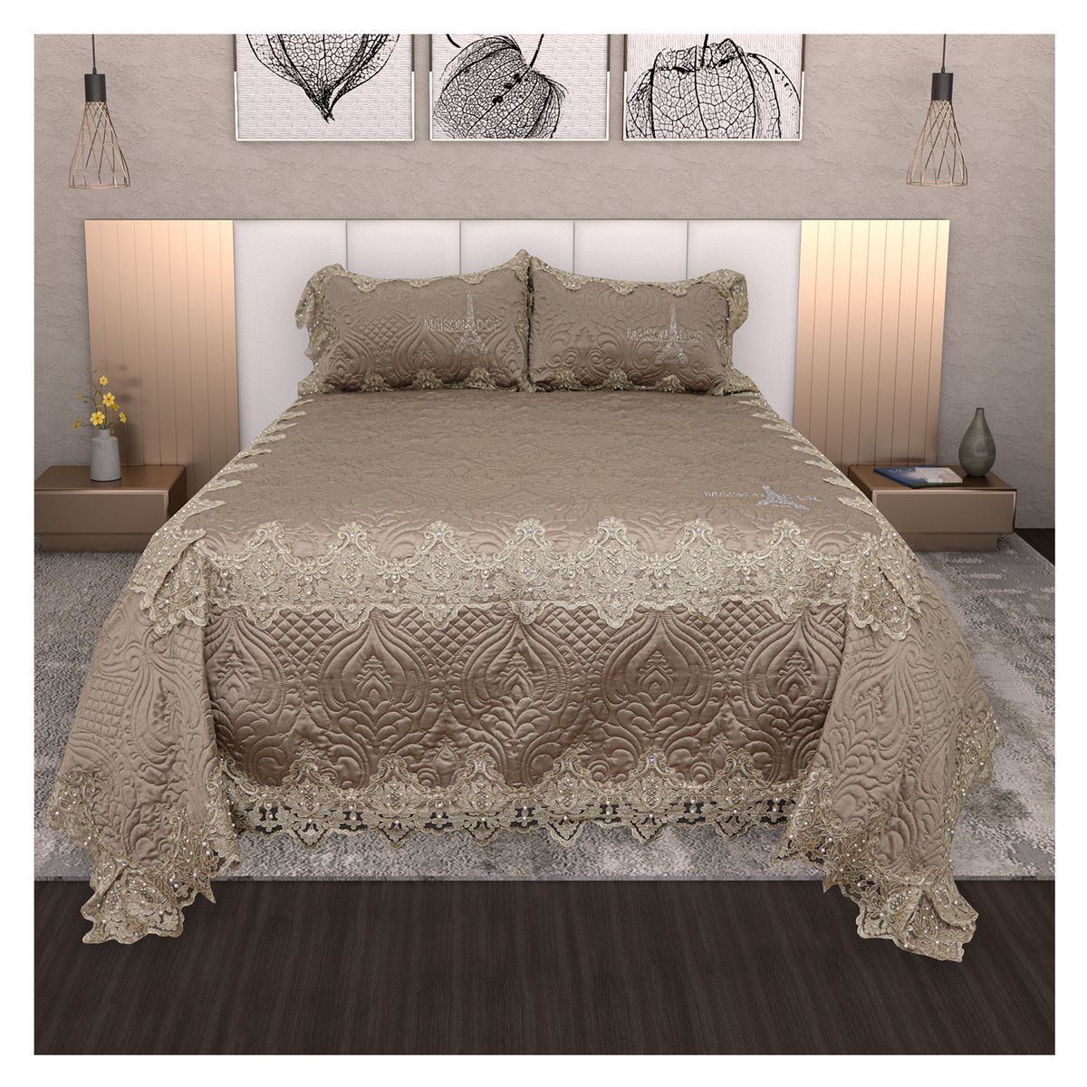 HOMETEX - TENDIDO PERLA  FULLQUEEN CAFÉ