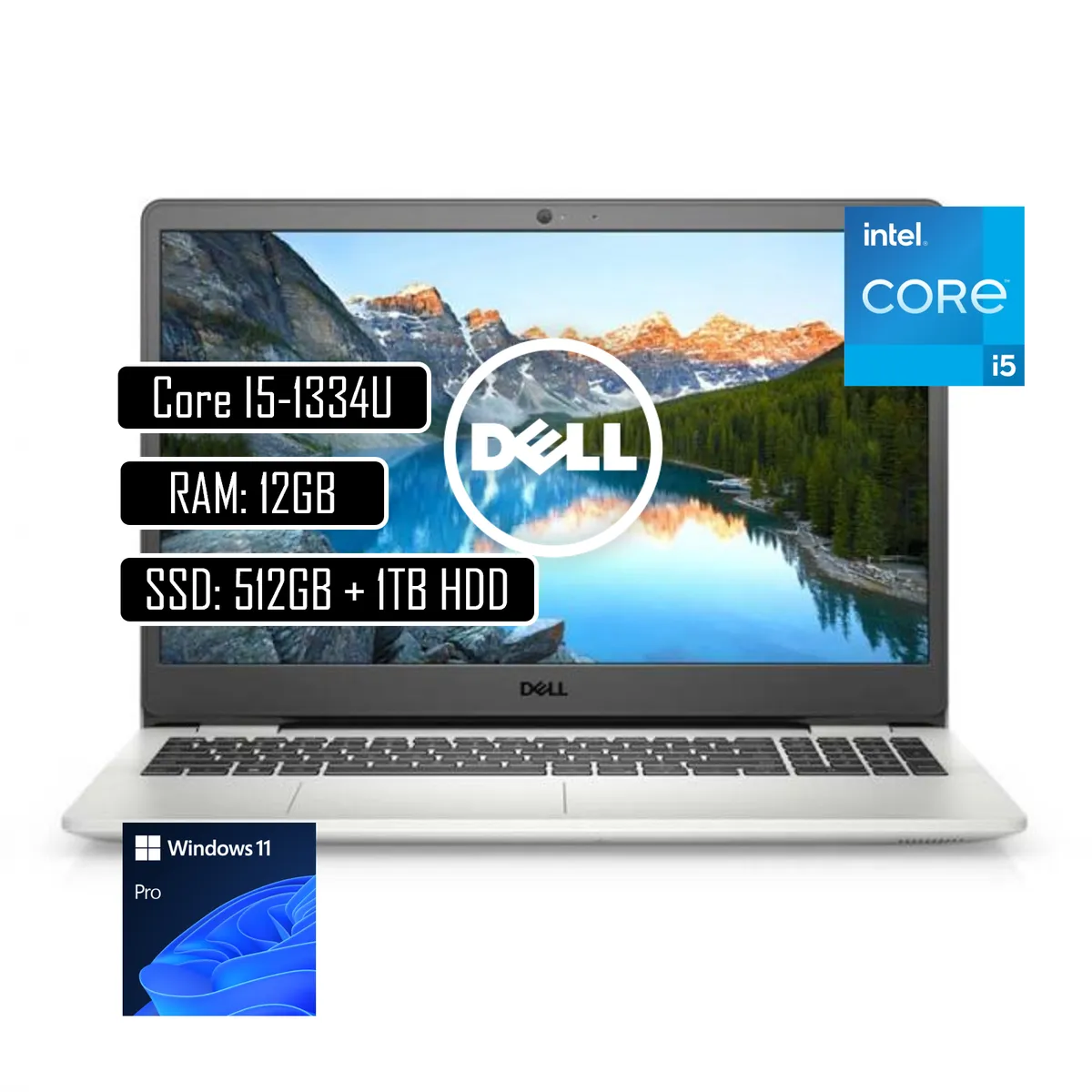 DELL - PORTATIL DELL INSPIRON Intel Core i5-1334U 15.6" FHD 12GB RAM 512GB SSD - 1TB HDD Win 11 Pro