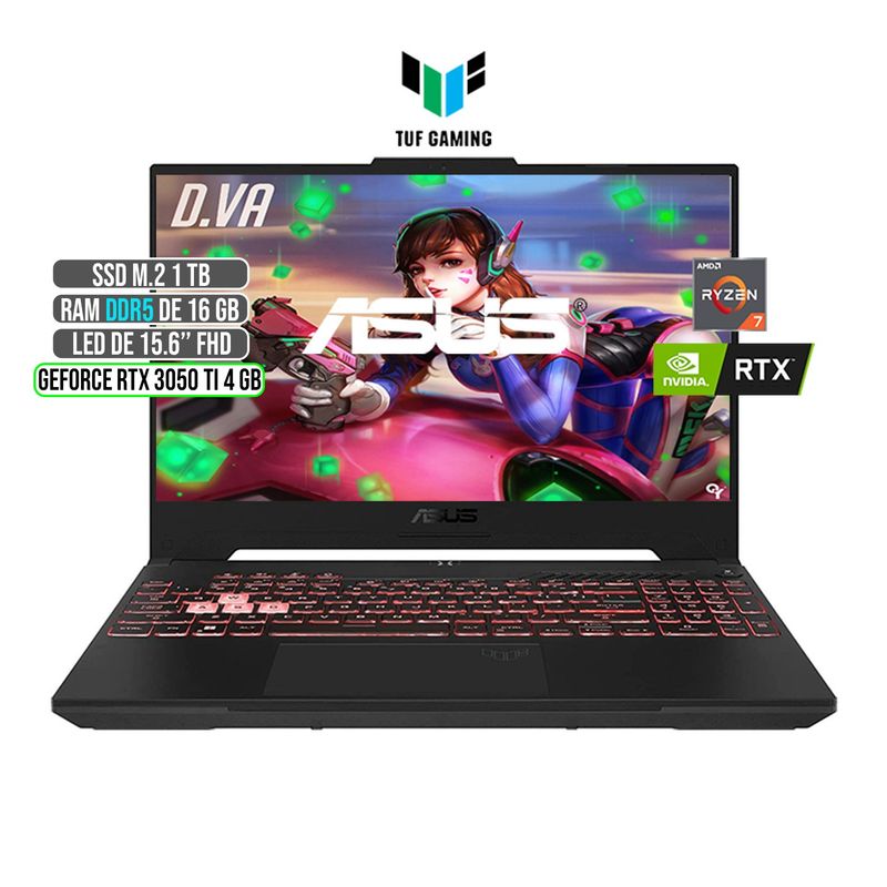 ASUS - ASUS TUF AMD RYZEN 7-6800H RTX 3050Ti 4GB SSD 1TB RAM 16GB LED 15,6 FULL HD 144Hz