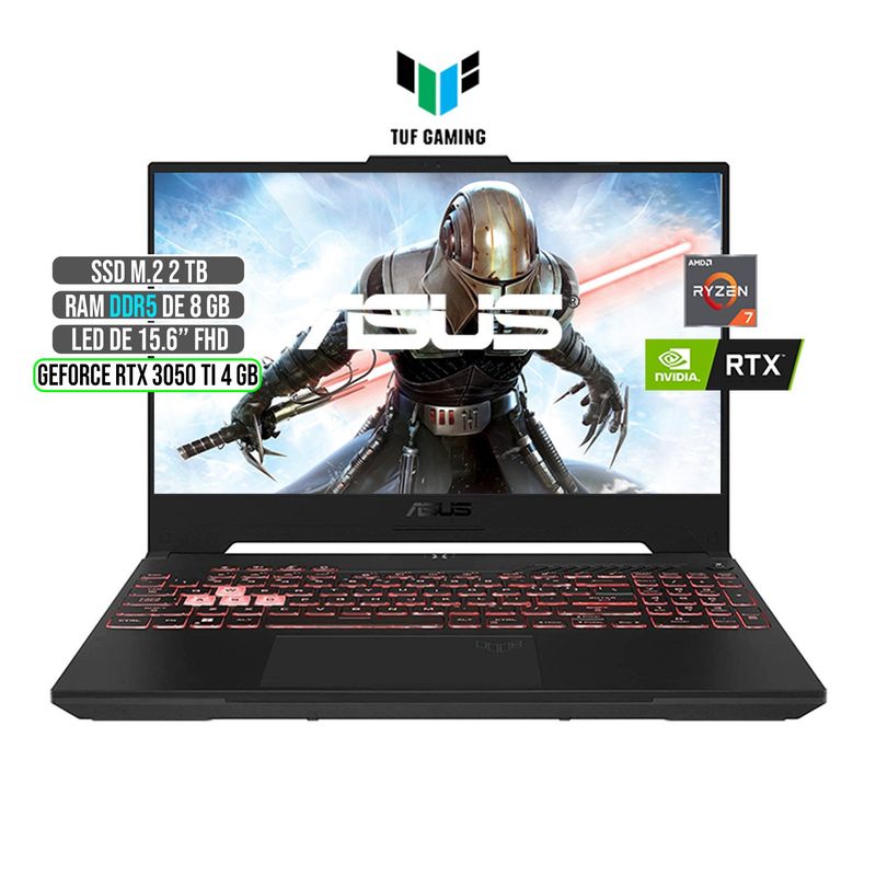 ASUS - ASUS TUF AMD RYZEN 7-6800H RTX 3050Ti 4GB SSD 2TB RAM 8GB LED 15,6 FULL HD 144Hz