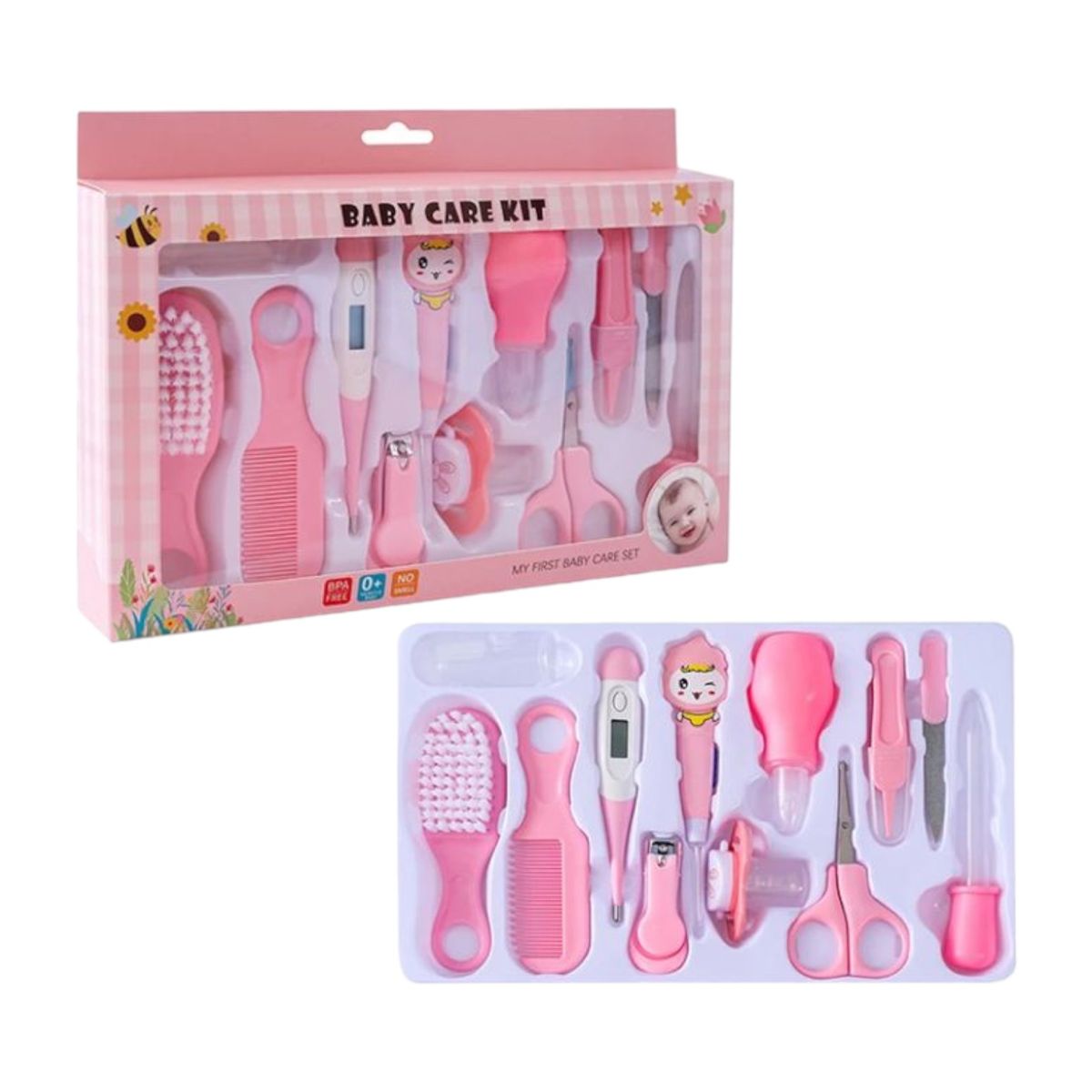 GENERICO - Kit Cuidado Aseo Bebé 10 Piezas Rosa