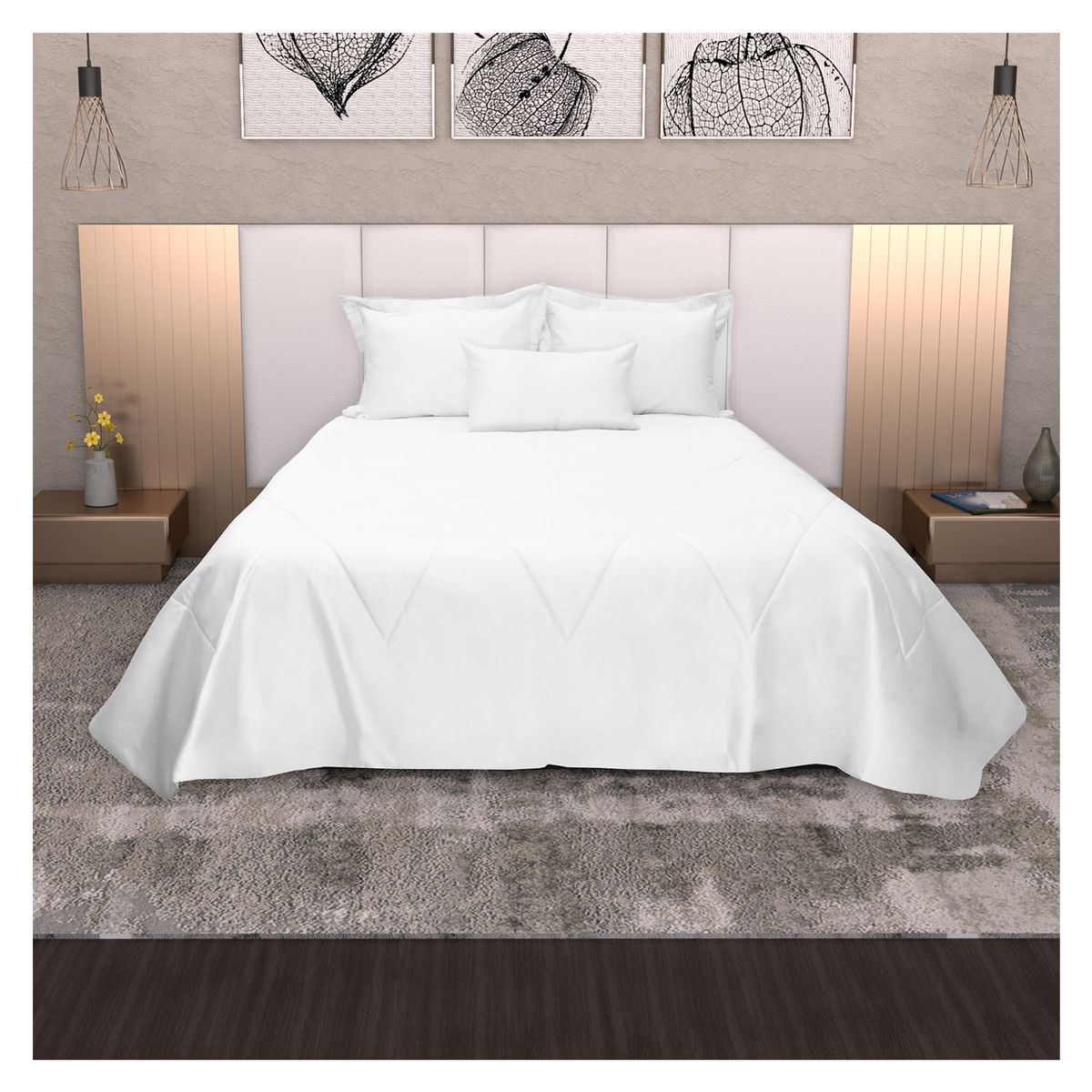 HOMETEX - TENDIDO SATIN GOLD DOBLE BLANCO