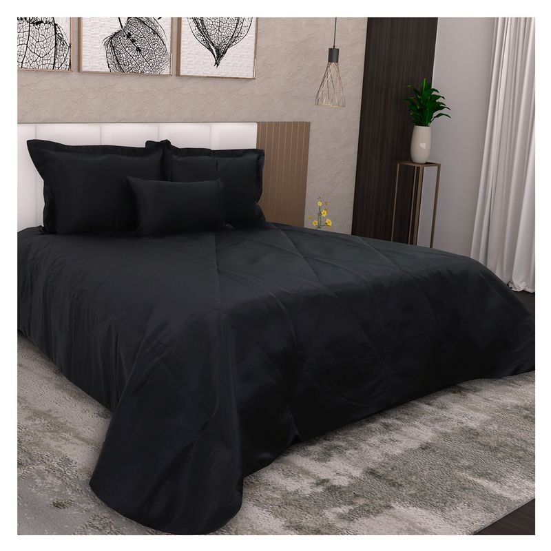 HOMETEX - TENDIDO SATIN GOLD SENCILLO NEGRO
