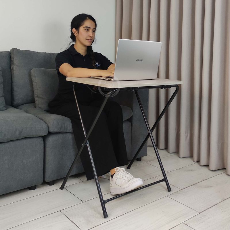 INDUHOGAR - Escritorio plegable auxiliar triple altura mesa resistente color gris