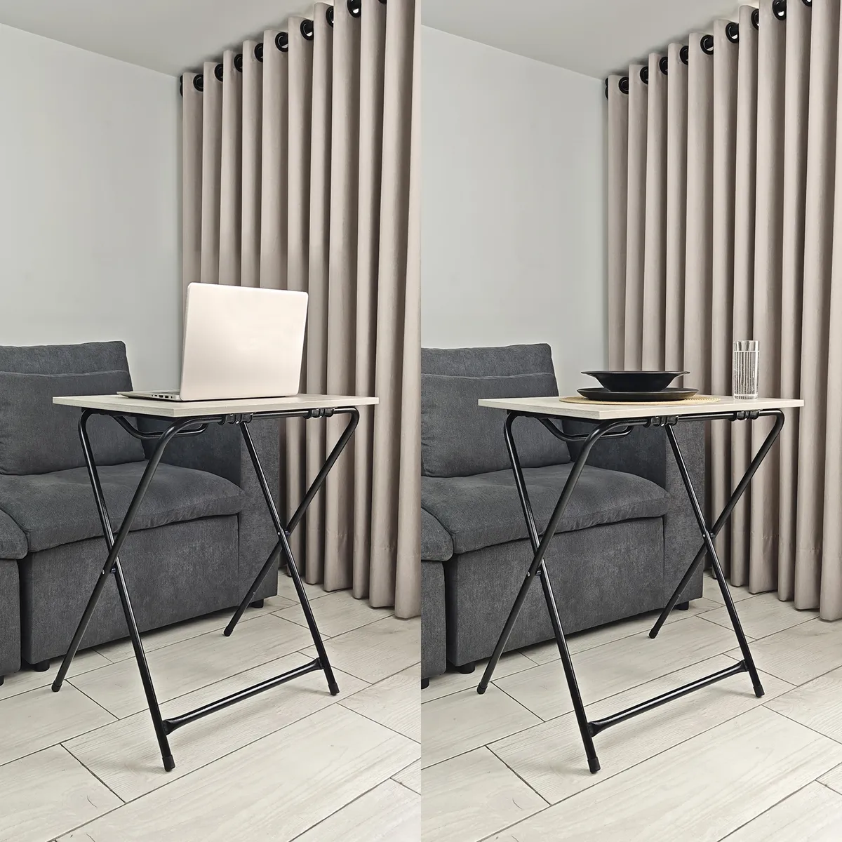 INDUHOGAR - Escritorio plegable auxiliar triple altura mesa resistente color gris