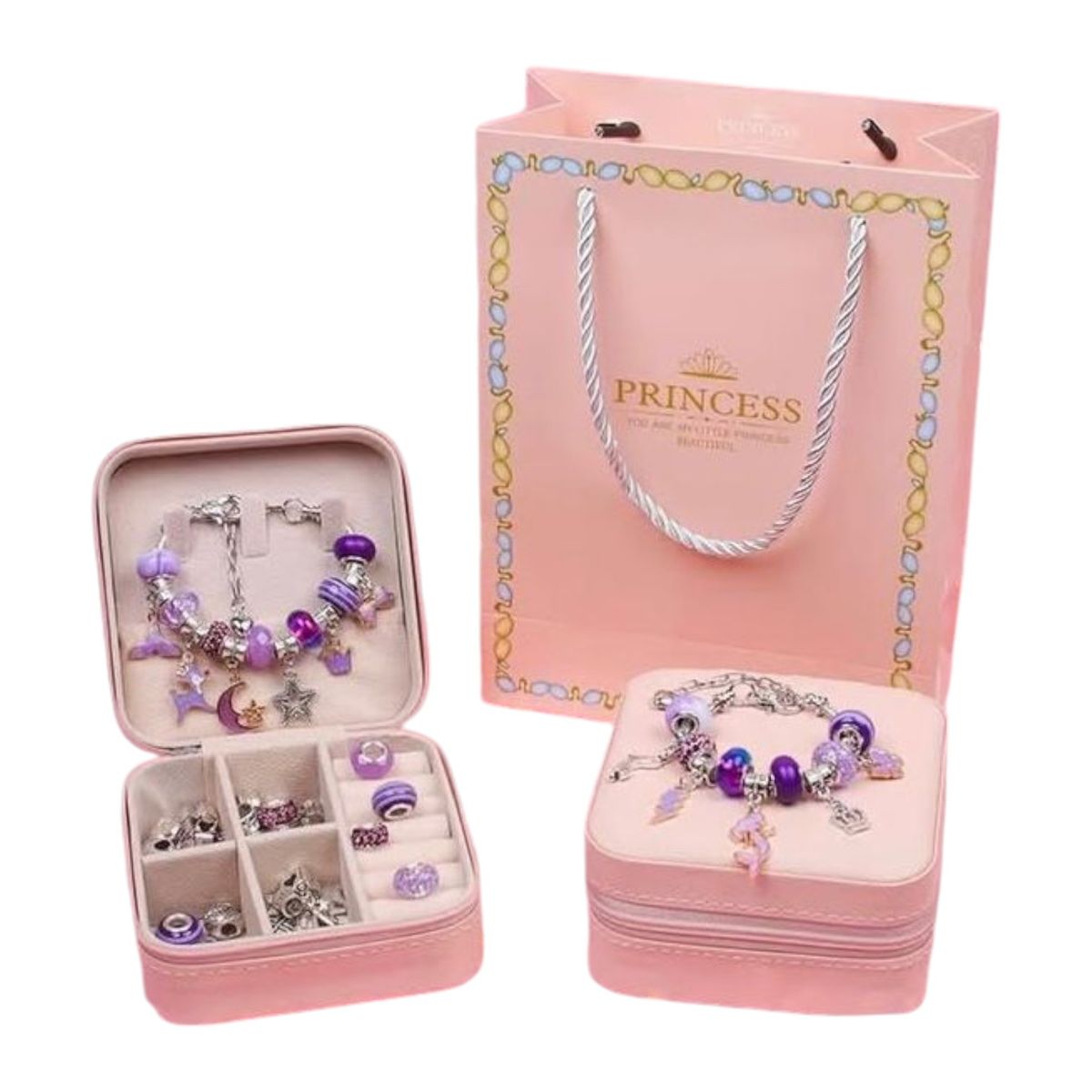 GENERICO - Set De Manillas Pulseras + Joyero Para Niñas De Colores