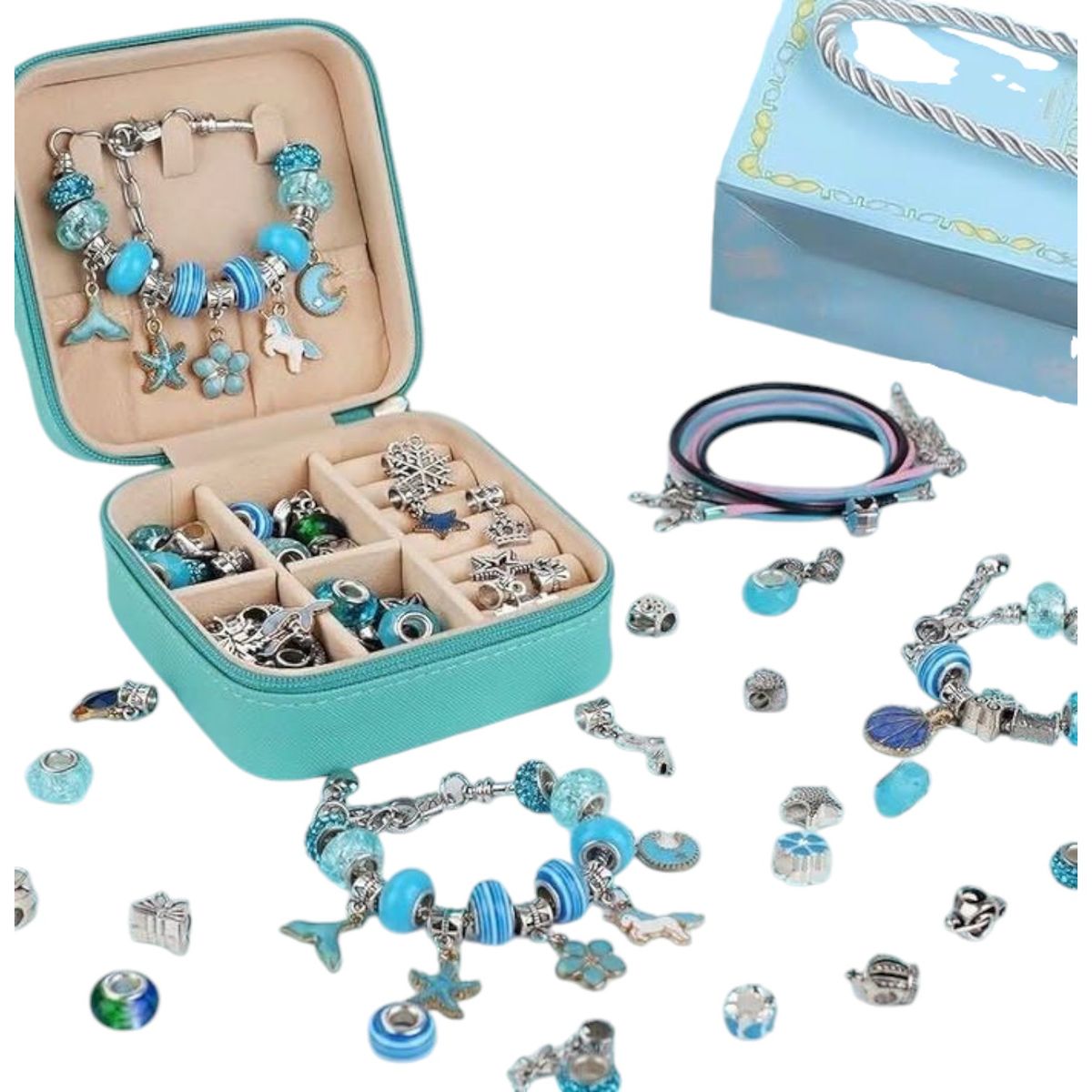 GENERICO - Set De Manillas Pulseras + Joyero Para Niñas De Colores