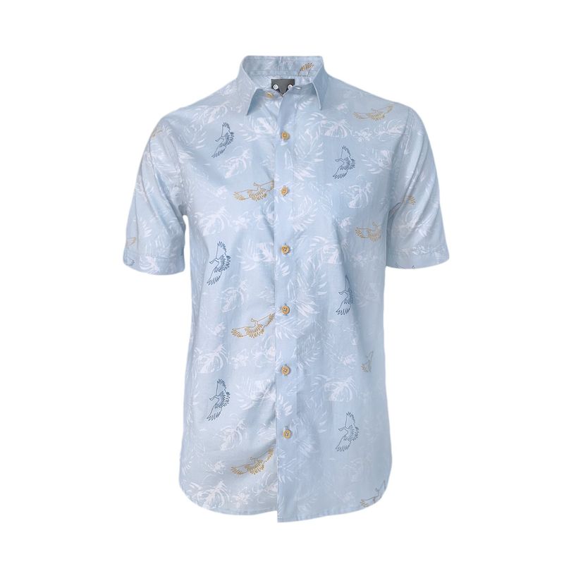 SON DOS - Camisa playera azul claro estampada manga corta Slim para hombre 