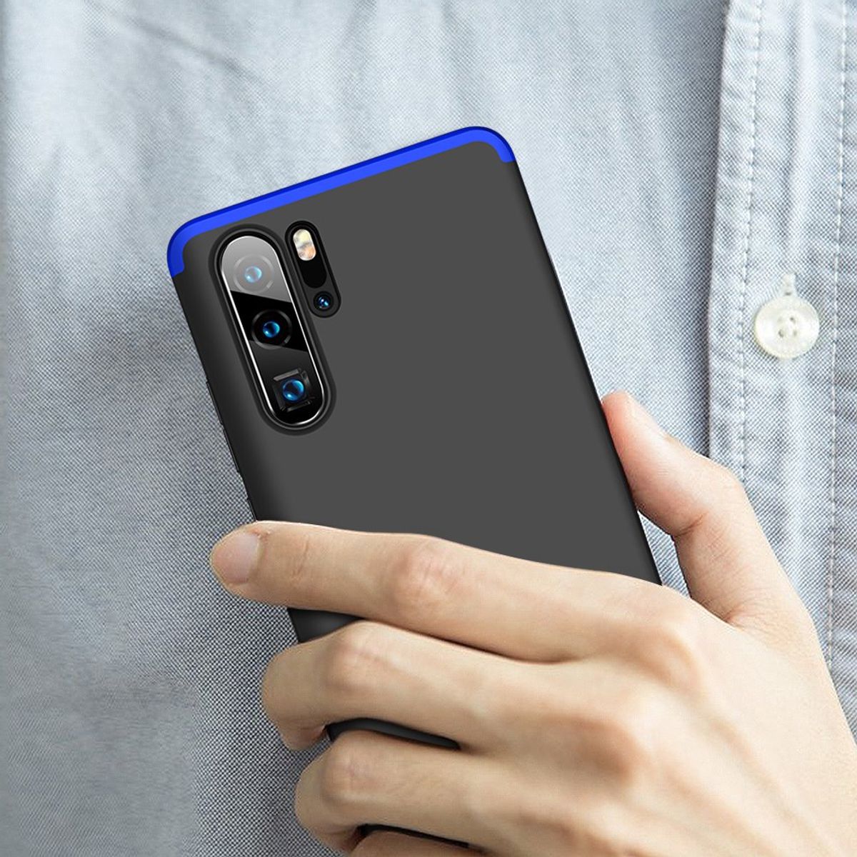 GENERICO - Funda Carcasa Estuche Protector Para Huawei  P30 Pro Negro Azul