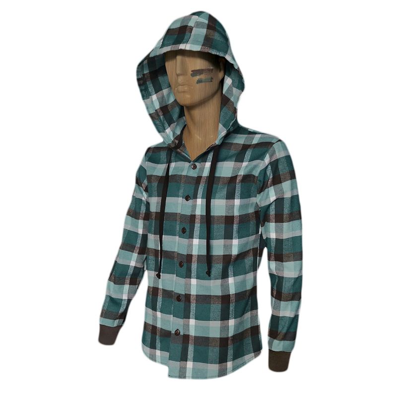 SON DOS - Camisa leñadora azul con capota manga larga Slim hombre 