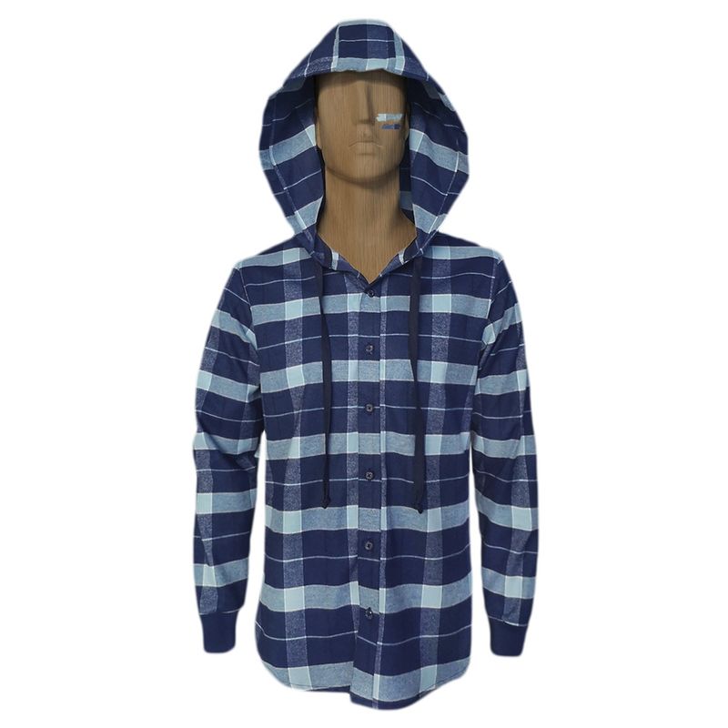 SON DOS - Camisa leñadora azul con capota manga larga Slim hombre 
