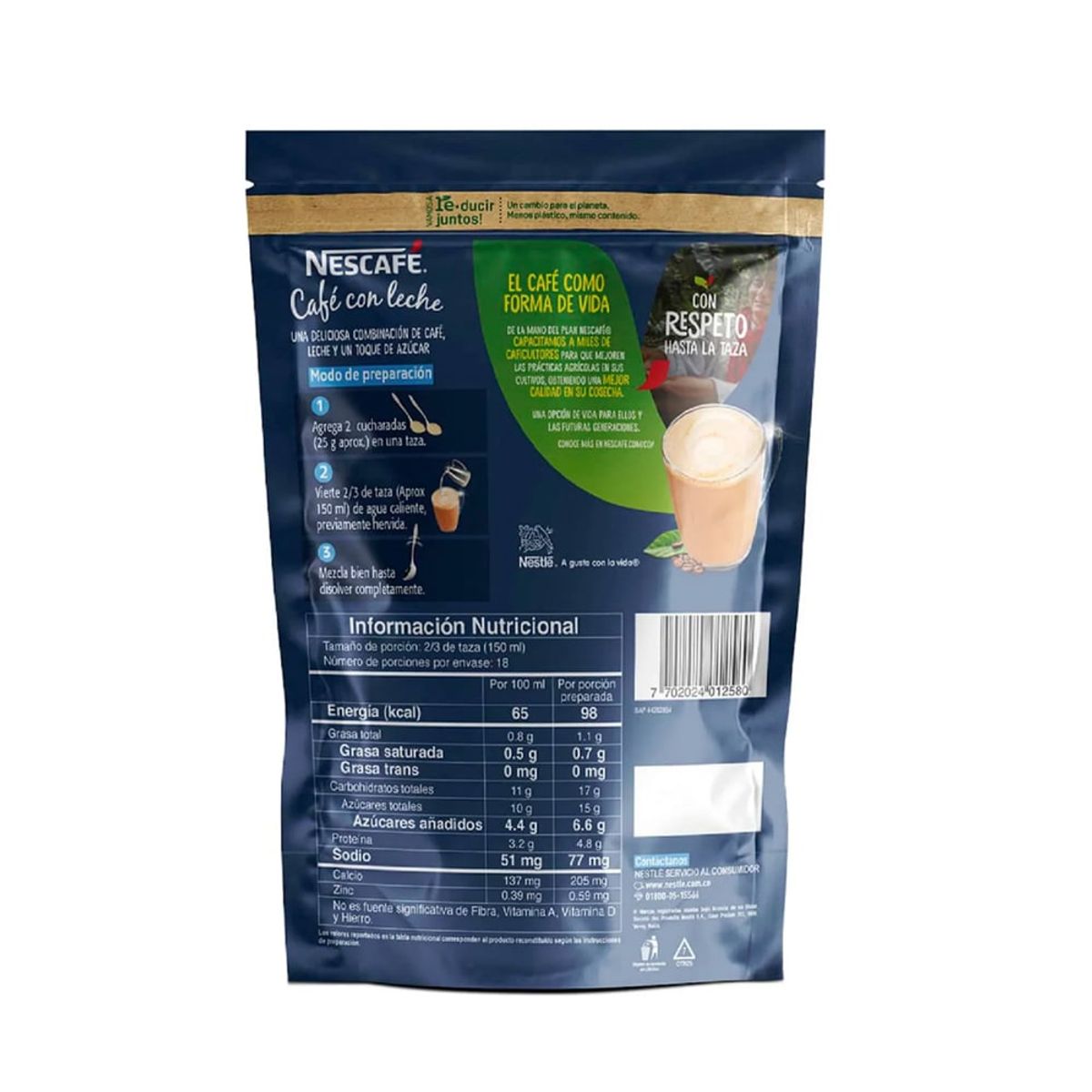 NESCAFE - Café Nescafé con Leche x 450g