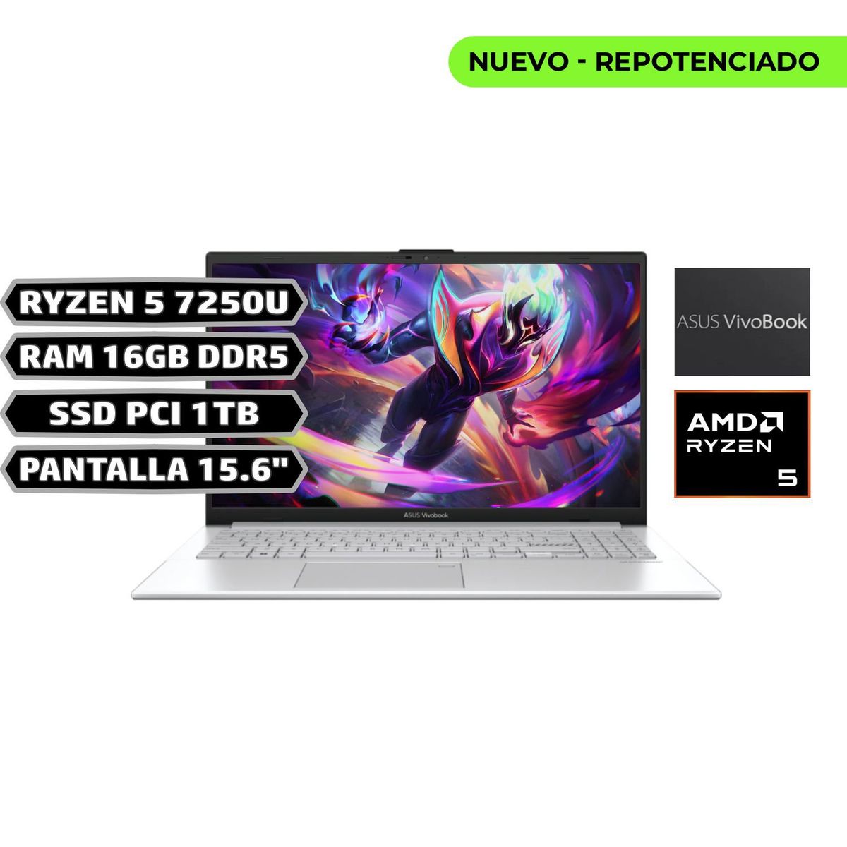 ASUS - PORTATIL ASUS E1504FA  AMD RYZEN 5 7520U RAM 16GB LPDDR5  SSD 1TB PANT 15,6"